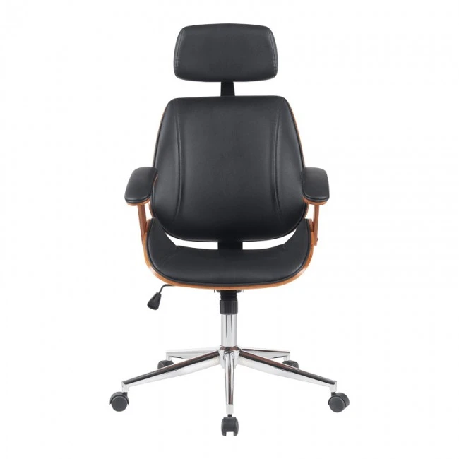 Fetseno pakoworld director&#039;s office chair black pu-chrome base 53x56x113.5-123.5cm