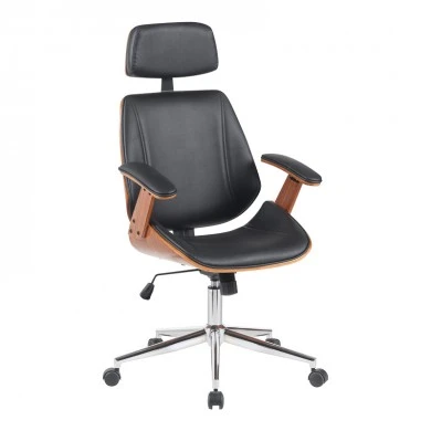 Fetseno pakoworld director&#039;s office chair black pu-chrome base 53x56x113.5-123.5cm