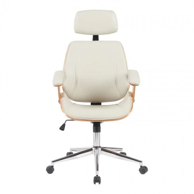 Fetseno pakoworld director&#039;s office chair beige pu-chrome base 53x56x113.5-123.5cm