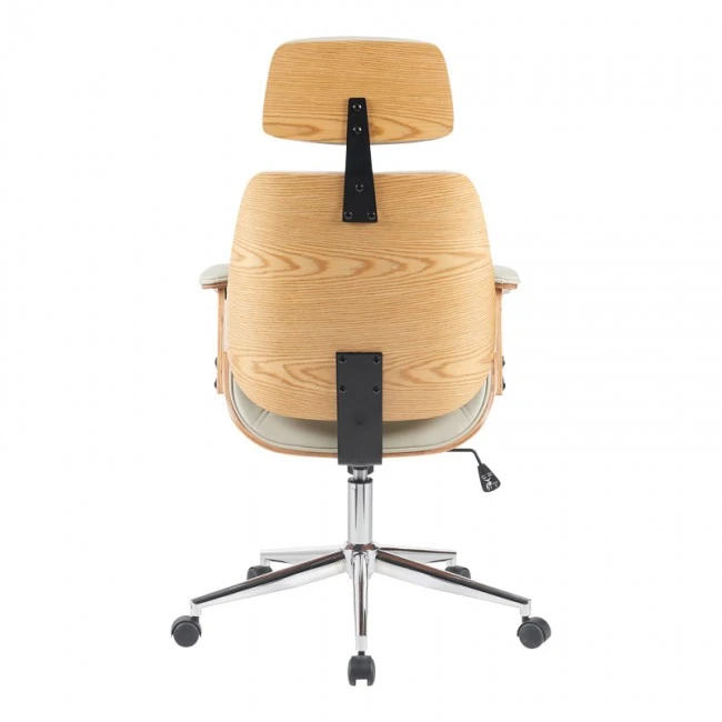 Fetseno pakoworld director&#039;s office chair beige pu-chrome base 53x56x113.5-123.5cm