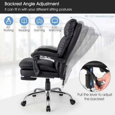 Director&#039;s office chair with footrest Dietina pakoworld pu in black color 60x50x105-115cm