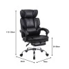 Manager&#039;s office chair with footrest Zance pakoworld black pu-chrome metal leg 70x66x112-120cm