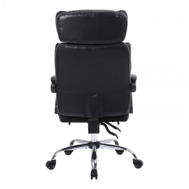 Manager&#039;s office chair with footrest Zance pakoworld black pu-chrome metal leg 70x66x112-120cm