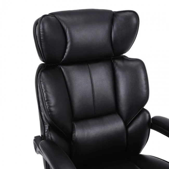 Manager&#039;s office chair with footrest Zance pakoworld black pu-chrome metal leg 70x66x112-120cm