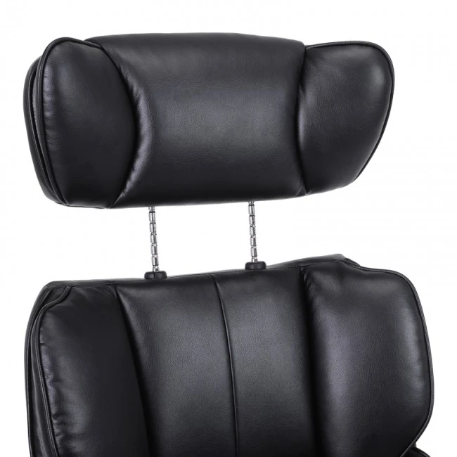 Manager&#039;s office chair with footrest Zance pakoworld black pu-chrome metal leg 70x66x112-120cm