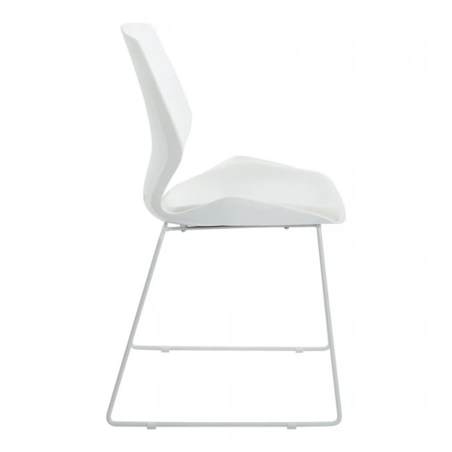 Visitor office chair Genuine pakoworld white pp with ivory color cushion 47x52x85cm