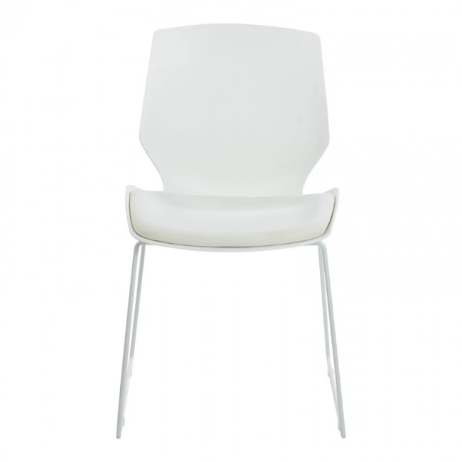 Visitor office chair Genuine pakoworld white pp with ivory color cushion 47x52x85cm