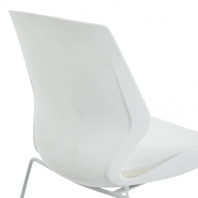 Visitor office chair Genuine pakoworld white pp with ivory color cushion 47x52x85cm