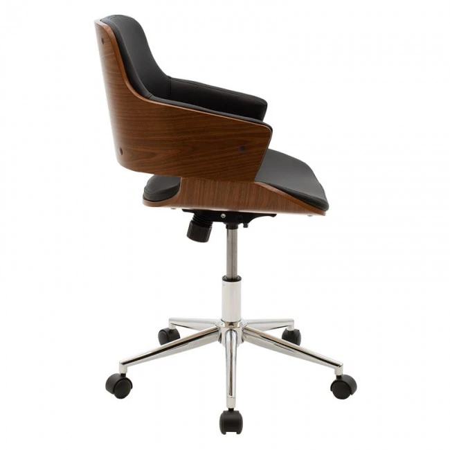 Manager office chair Fern pakoworld with black pu - walnut wood