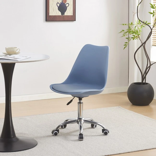 Καρέκλα γραφείου εργασίας Gaston II pakoworld pp-pu σε απόχρωση ανοιχτό μπλε 48x57x77-90εκ