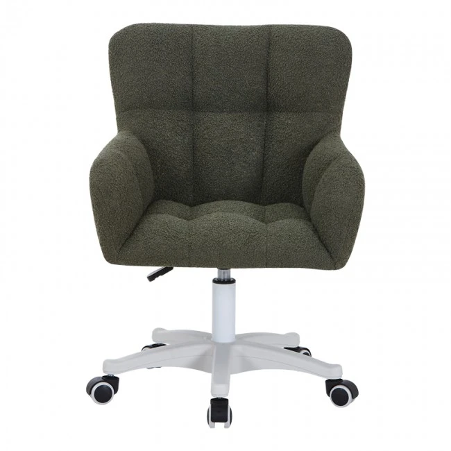 Givole pakoworld office chair in olive green boucle fabric 55x55x75-84cm