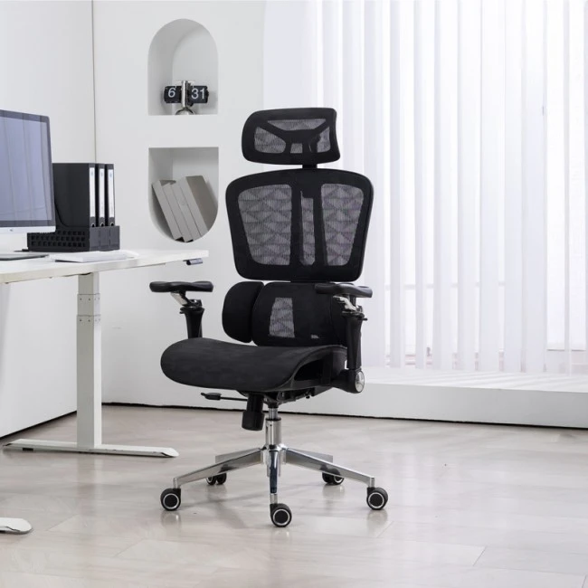 Work chair manager Jeffer pakoworld mesh in black color 67x62x115-125cm