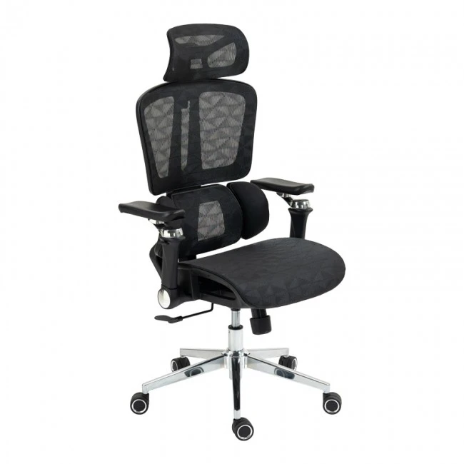 Work chair manager Jeffer pakoworld mesh in black color 67x62x115-125cm