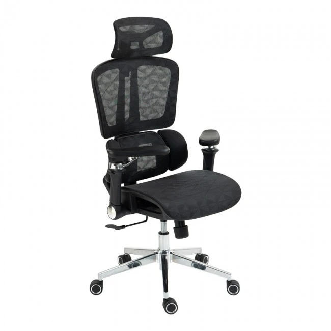 Work chair manager Jeffer pakoworld mesh in black color 67x62x115-125cm
