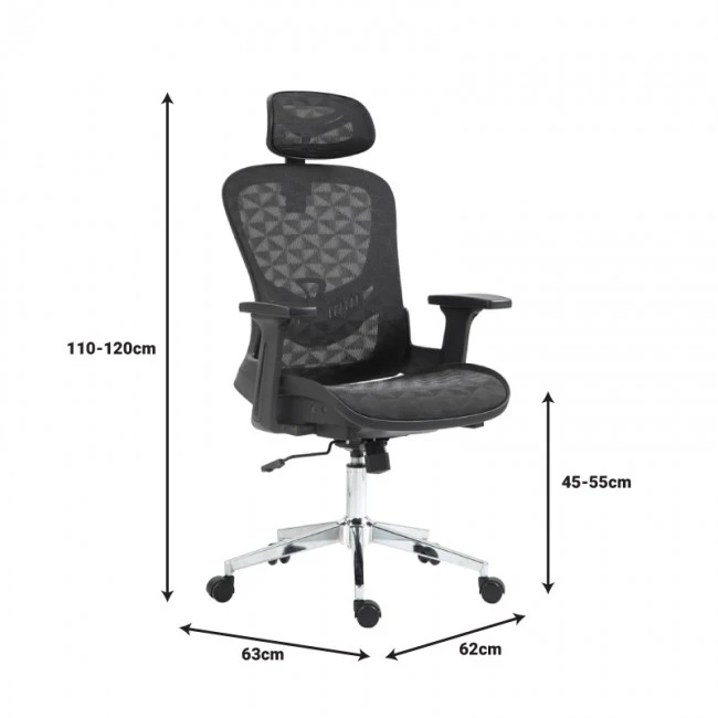 Work chair manager Mergi pakoworld black mesh 62x63x120cm