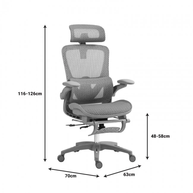 Work chair manager Zenyk pakoworld mesh in black and white color 63x70x126cm