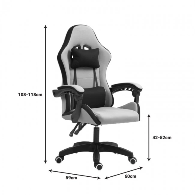 Gaming office chair Gline pakoworld black-gray fabric black pp 60x59x118cm