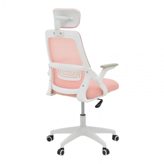 Office chair Peja pakoworld fabric mesh pink-frame white 58x60x107-117cm