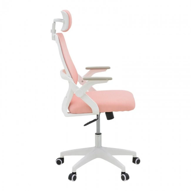 Office chair Peja pakoworld fabric mesh pink-frame white 58x60x107-117cm