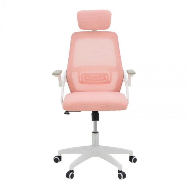 Office chair Peja pakoworld fabric mesh pink-frame white 58x60x107-117cm