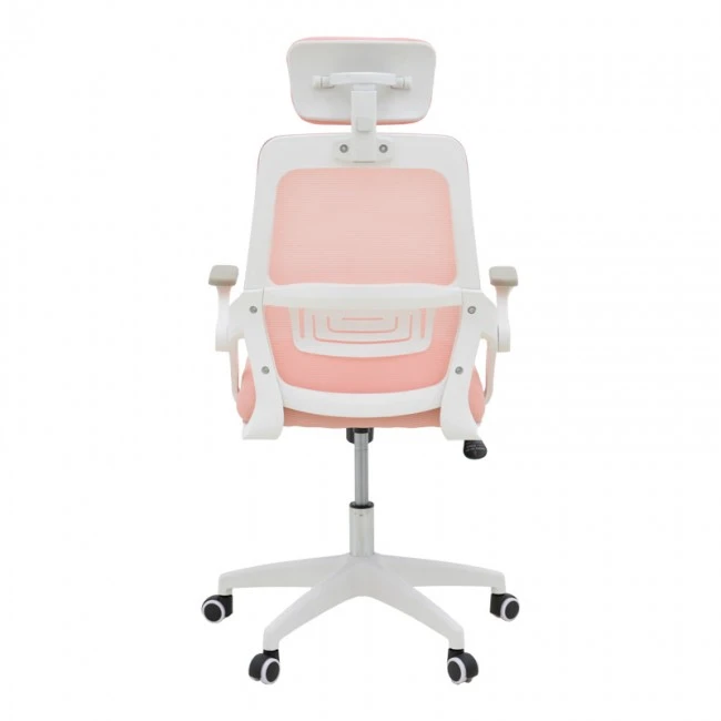 Office chair Peja pakoworld fabric mesh pink-frame white 58x60x107-117cm