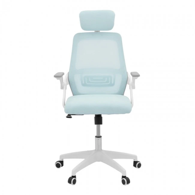 Office chair Peja pakoworld fabric mesh light blue-frame white 58x60x107-117cm