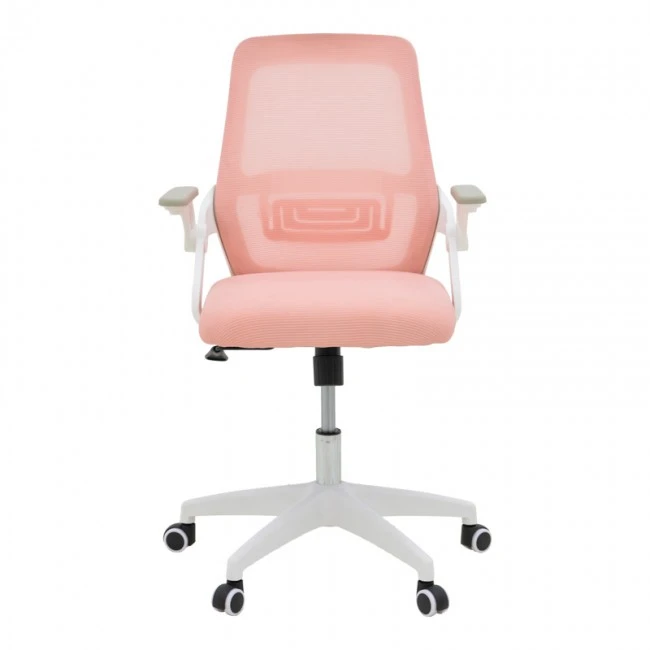 Office chair Reji pakoworld fabric mesh pink-frame white 58x60x89-99cm
