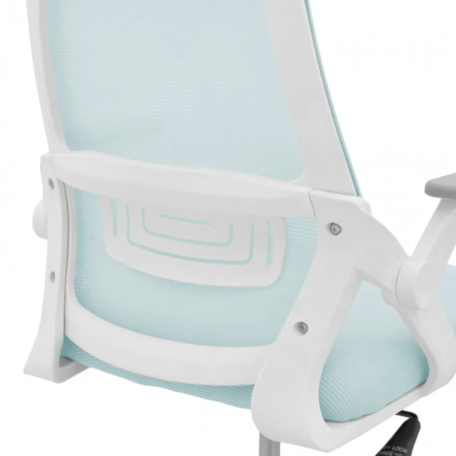 Office chair Reji pakoworld fabric mesh light blue -frame white 58x60x89-99cm
