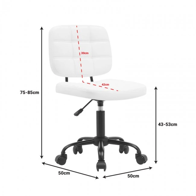 Office chair Sedia pakoworld pu white 50x50x75-85cm