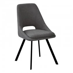 Chair Initiate pakoworld fabric dark grey-black metal leg 48x57x85cm