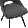 Chair Initiate pakoworld teddy fabric dark grey-black metal leg 48x57x85cm