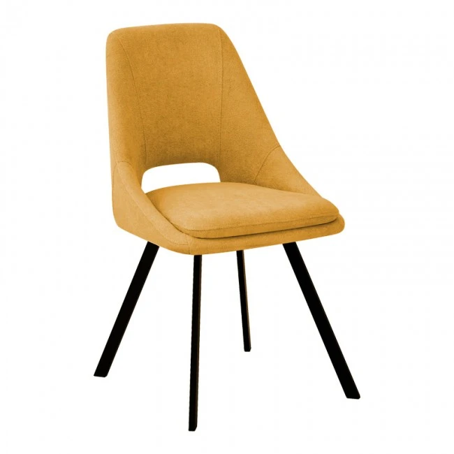 Chair Initiate pakoworld teddy fabric mustard yellow-black metal leg 48x57x85cm