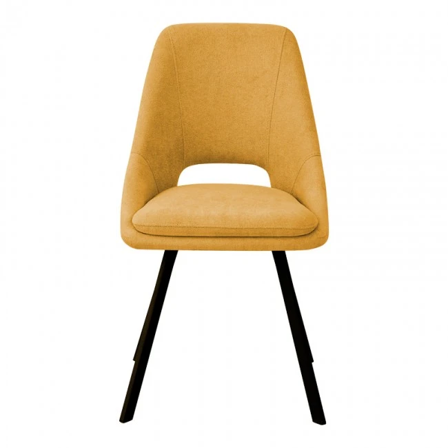 Chair Initiate pakoworld teddy fabric mustard yellow-black metal leg 48x57x85cm