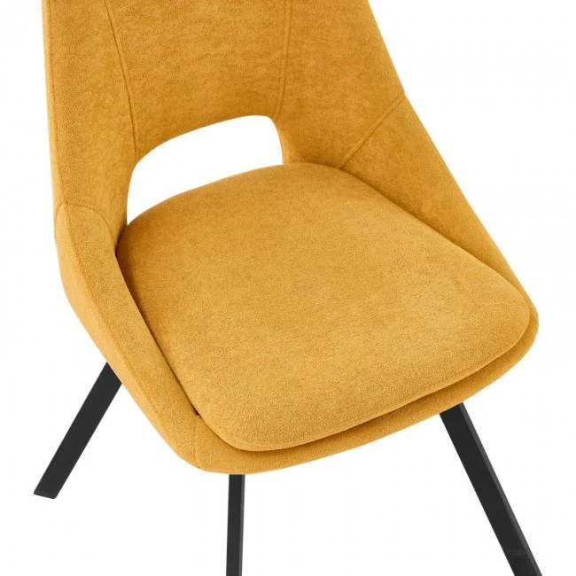 Chair Initiate pakoworld teddy fabric mustard yellow-black metal leg 48x57x85cm