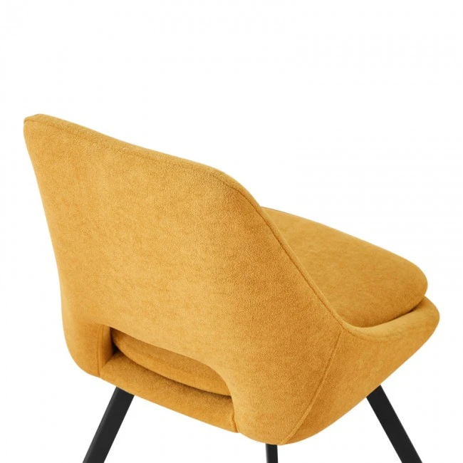 Chair Initiate pakoworld teddy fabric mustard yellow-black metal leg 48x57x85cm