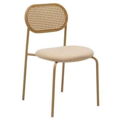 James stackeble chair pakoworld pe rattan fabric beige-metal natural