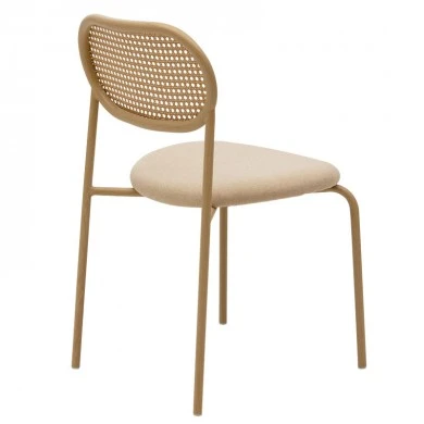 James stackeble chair pakoworld pe rattan fabric beige-metal natural