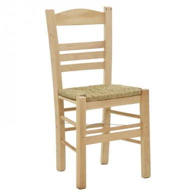 Coffee shop chair with mat Sergeant pakoworld unpainted wood 42x40x89cm