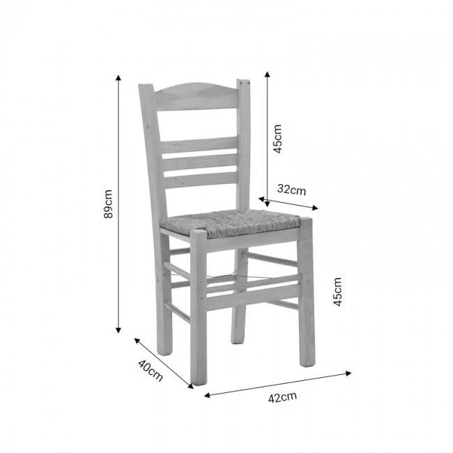 Coffee shop chair with mat Ronson-Charchie pakoworld unpainted wood 42x40x89cm