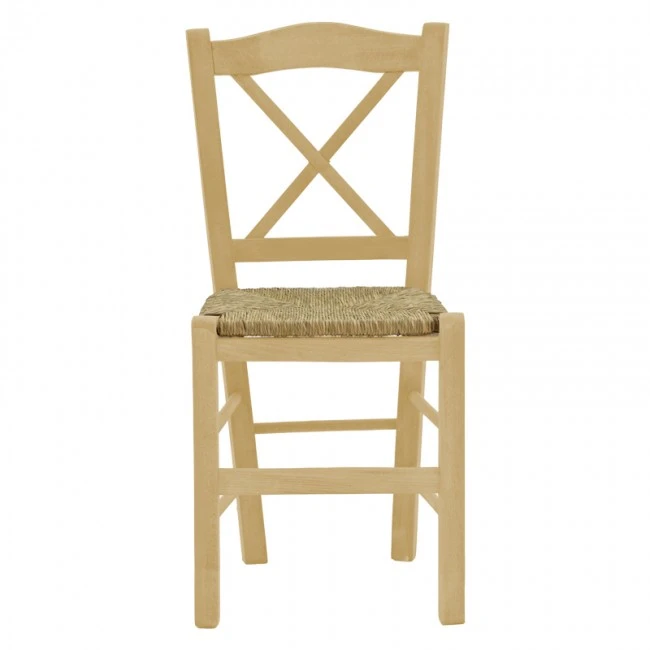 Coffee shop chair with mat Seimi-Charchie pakoworld criss cross unpainted wood 42x40x89cm