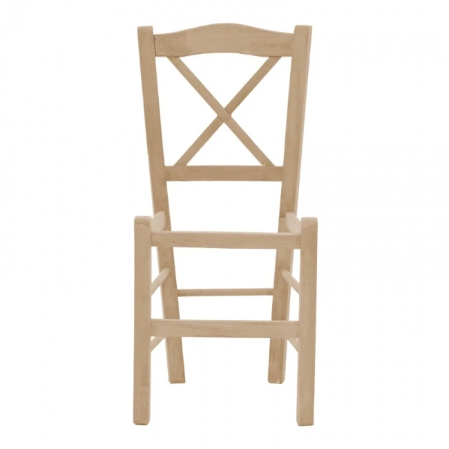 Coffee shop chair Seimi pakoworld criss cross unpainted wood 42x40x89cm