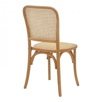 Chair stackable Kalliope pakoworld natural beech wood-natural rattan 45x50x89cm