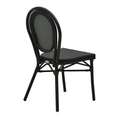 Stackable chair Nacia pakoworld black aluminum-black  textilene 45x59x85cm