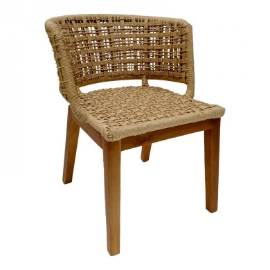 Milou pakoworld chair teak wood and pe rope in natural shade 59x65x73cm