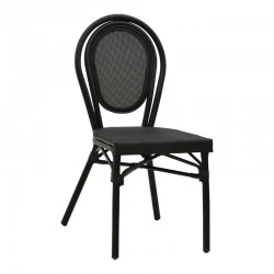 Stackable chair Nacia pakoworld black aluminum-black  textilene 45x59x85cm