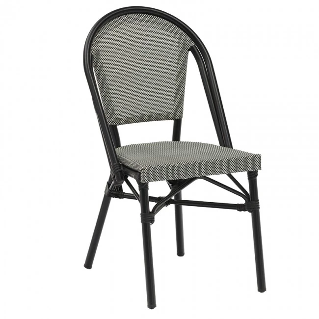 Garden chair Paris pakoworld aluminum black-textilene black and white