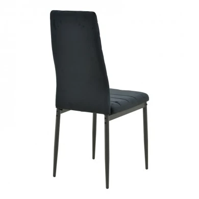 Καρέκλα Parker pakoworld βελούδο σε μαύρη απόχρωση με μαύρα μεταλλικά πόδια 39.5x48x95εκ