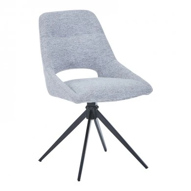 Luciano I pakoworld swivel chair in grey fabric-metal leg black 52.5x54x85cm