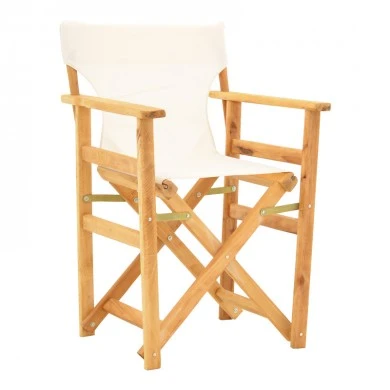 Kompa pakoworld director&#039;s chair, solid beech wood, natural - Nexus ecrou fabric