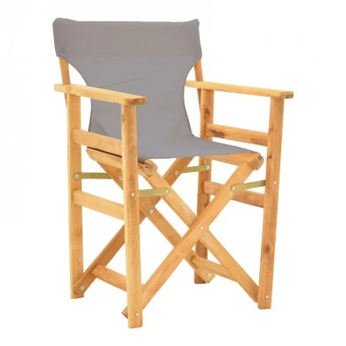 Kompa pakoworld director&#039;s chair, solid beech wood, natural - Nexus grey fabric
